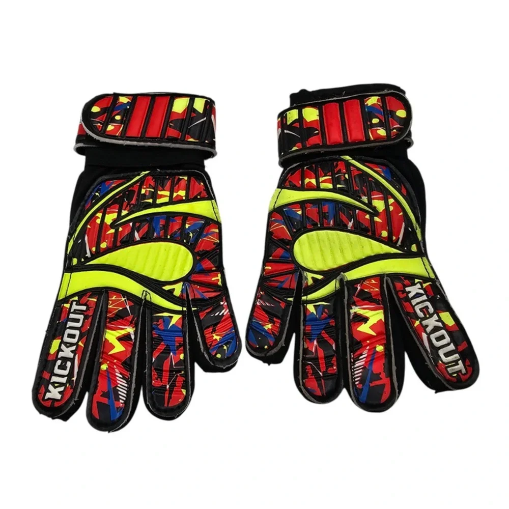 Kickout Premium Funky Goalkeeper Gloves Kids Sz 4 Red Yellow